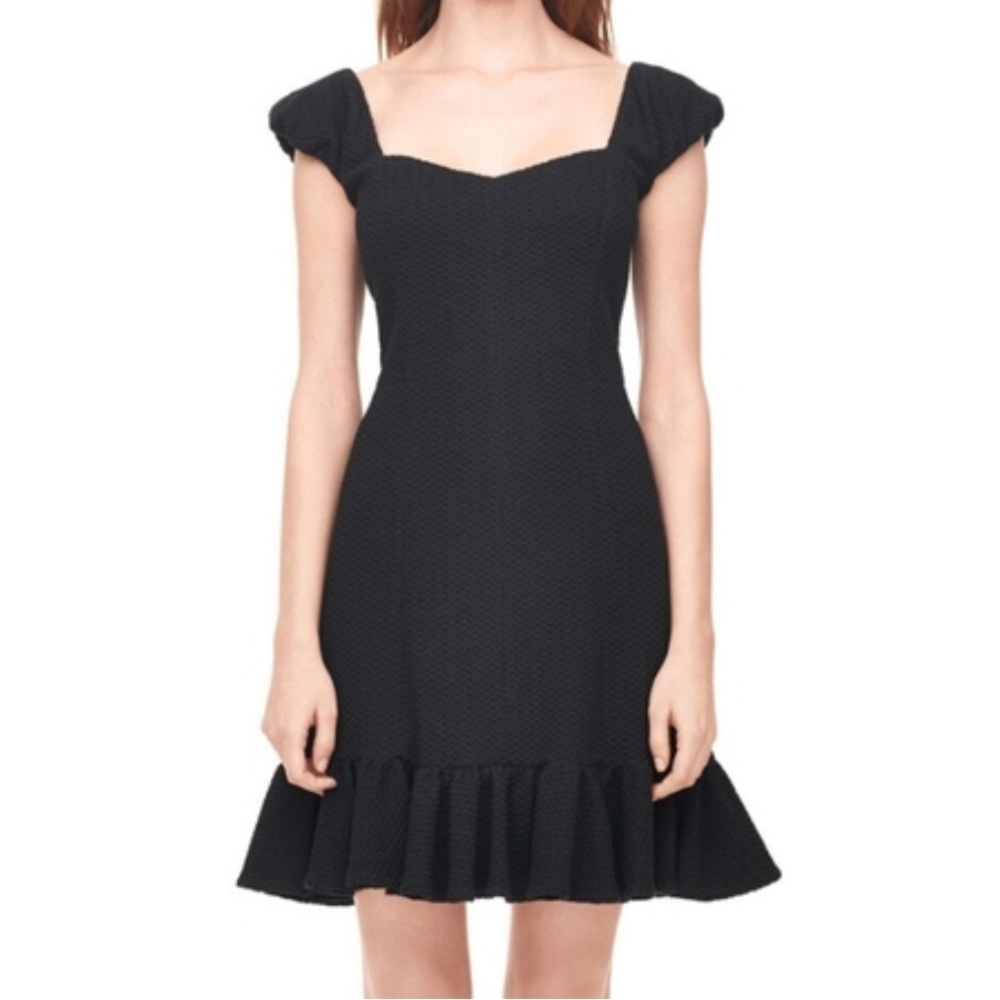 REBECCA TAYLOR Off Shoulder Navy Ruffle Dress